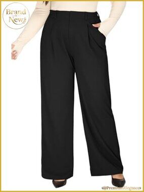 Plus Size Wide Leg Dress Pants Pull On Stretchy Waffle Work Pants